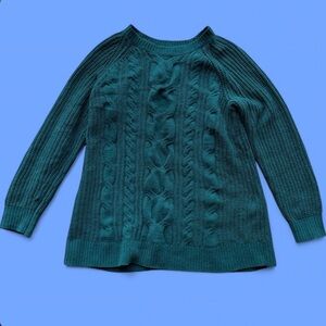 J. Jill Teal chenille Cable Knit Sweater